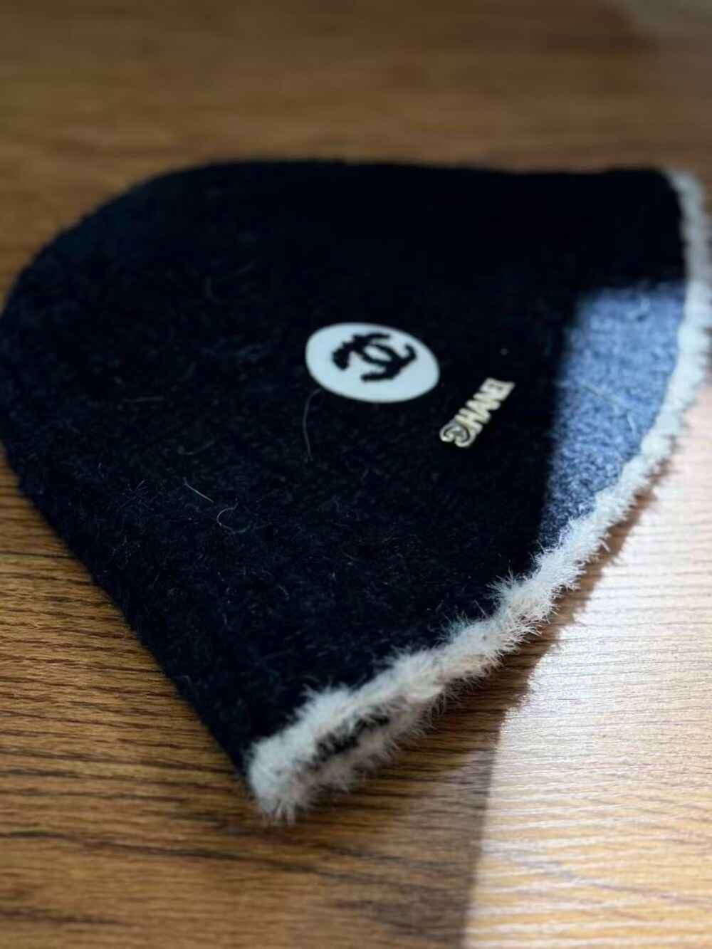 Chanel Shearling Trimmed Knit Beanie - Picture 3 of 4